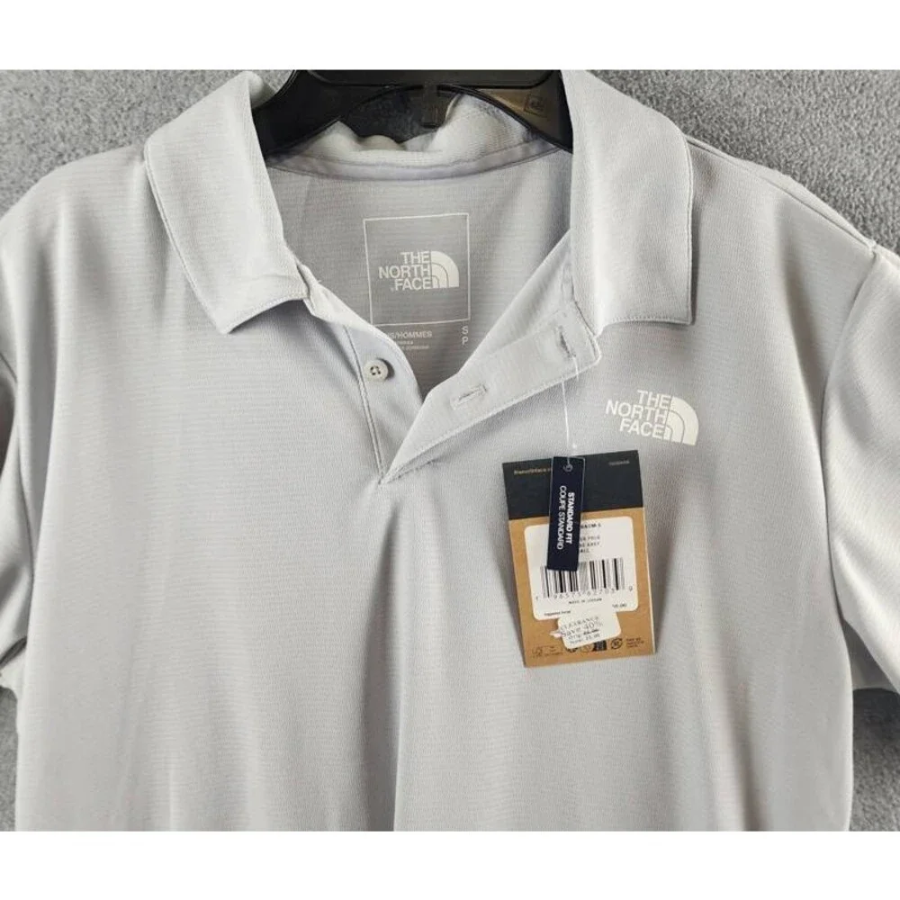 The North Face® Wander Short Sleeve Polo Shirt Men's S High Rise Gray Pullover